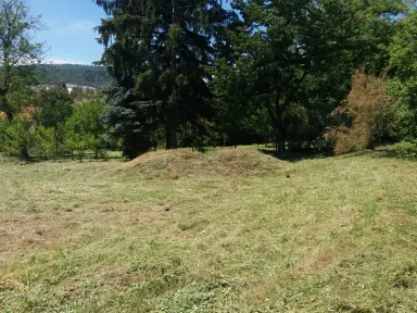 Práca dokončená, záhrada pokosená. Slnko nádherne osvetľuje pokosenú záhradu, v ktorej sa majestátne vypínajú všetky odhalené stromy. 
